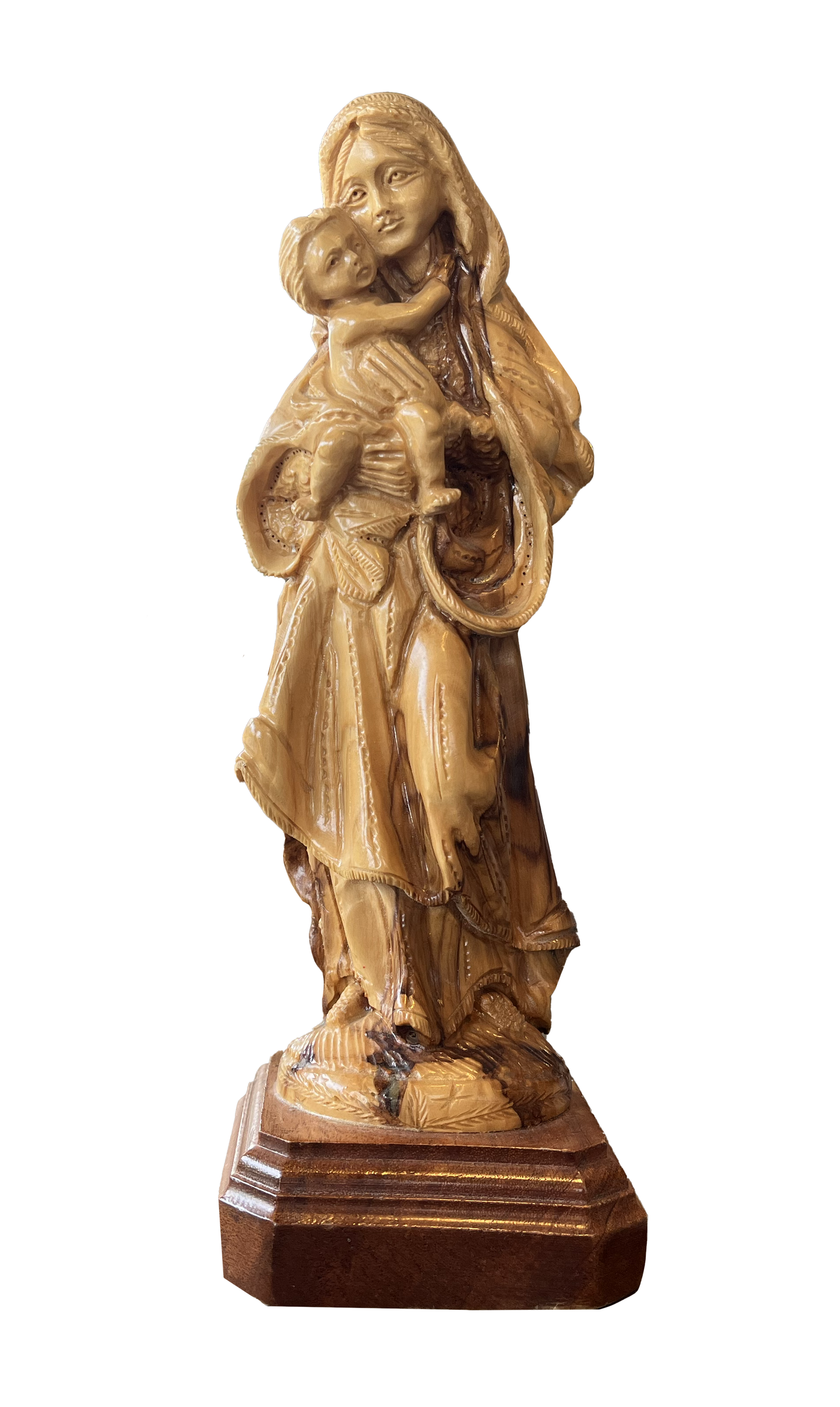 Olive Wood Statue of Mary With Jesus