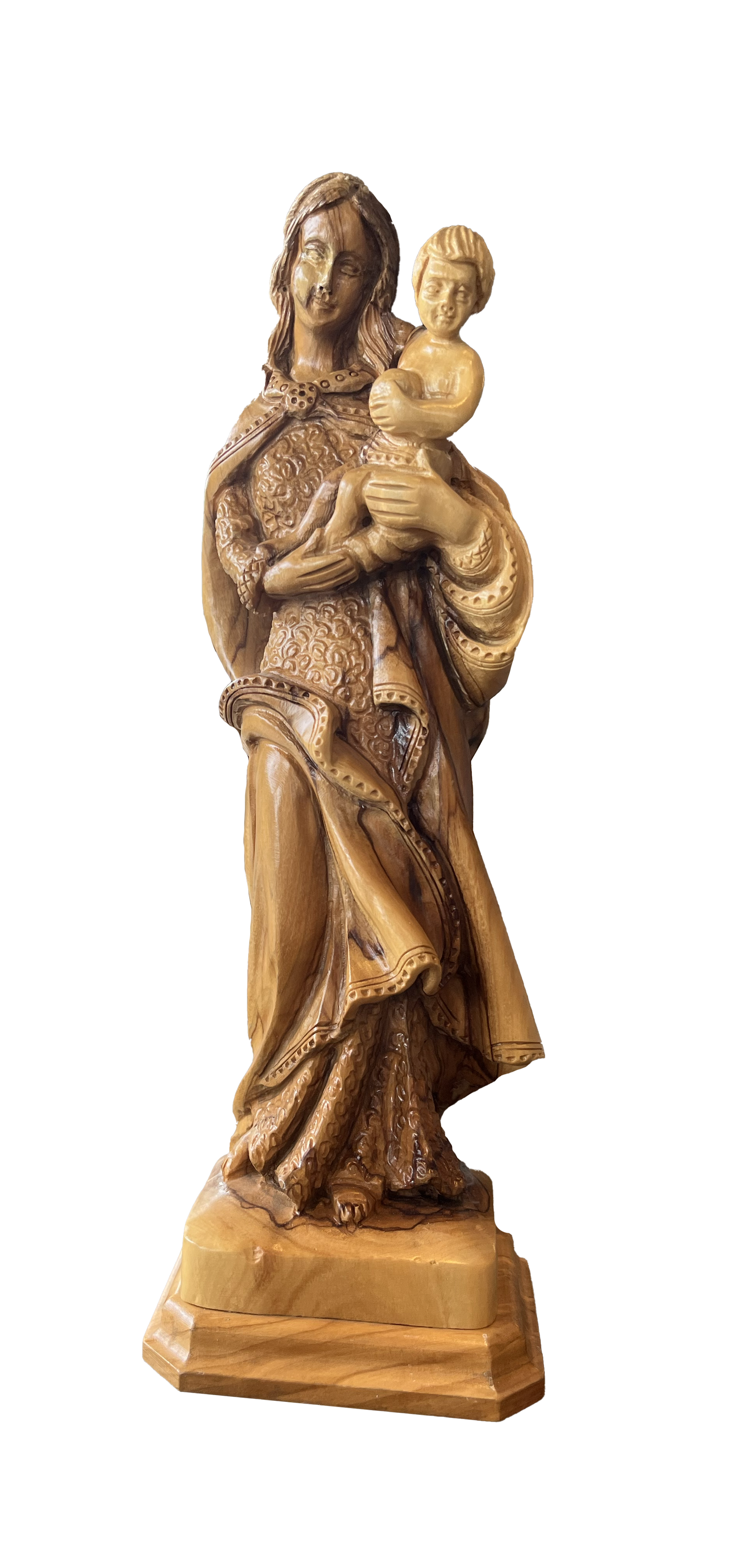 Olive Wood Statue of Mary With Jesus