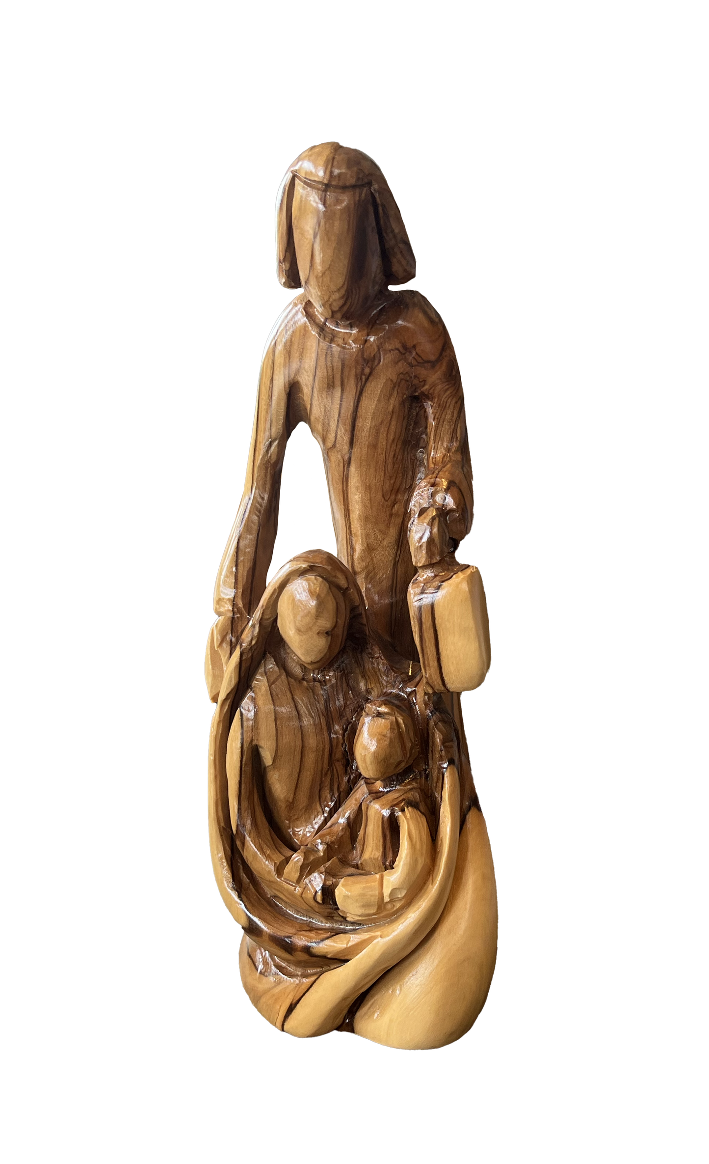 Olive Wood Holy Family Statue