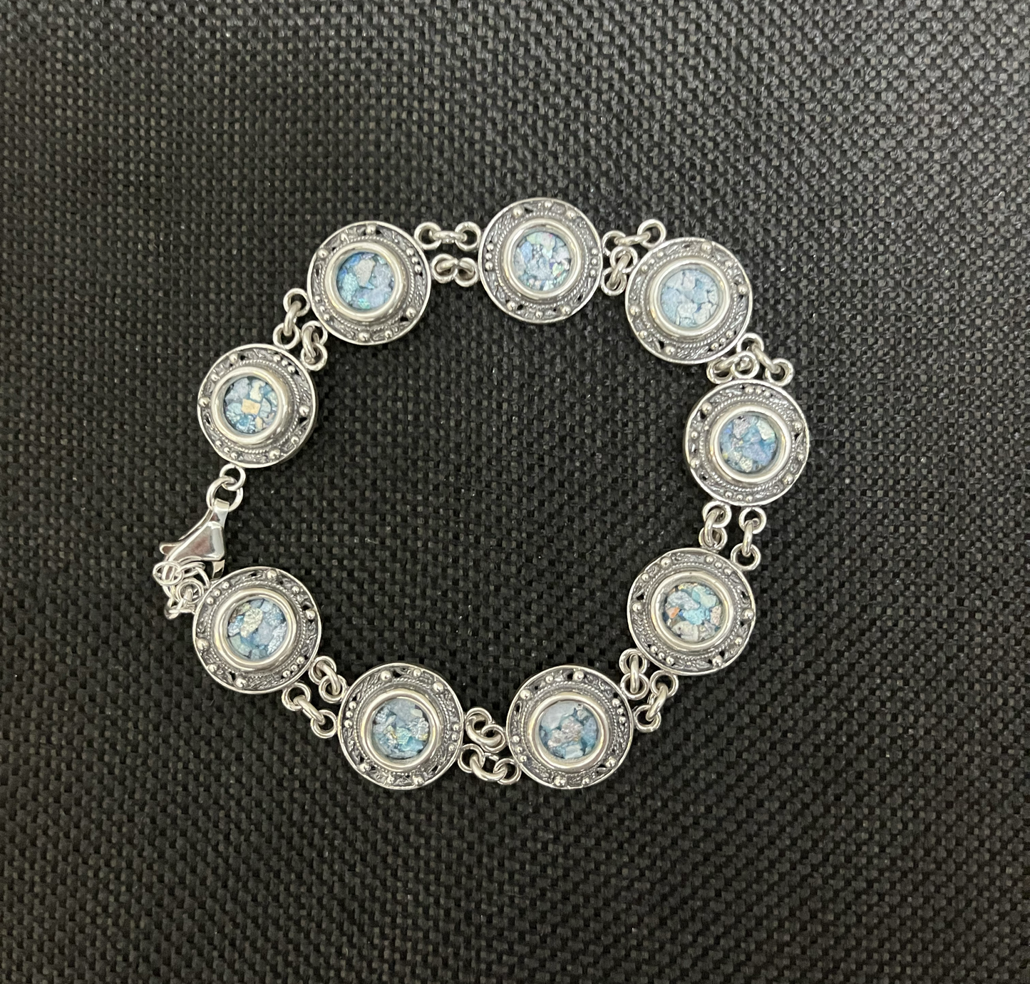 Silver Roman Glass Bracelet
