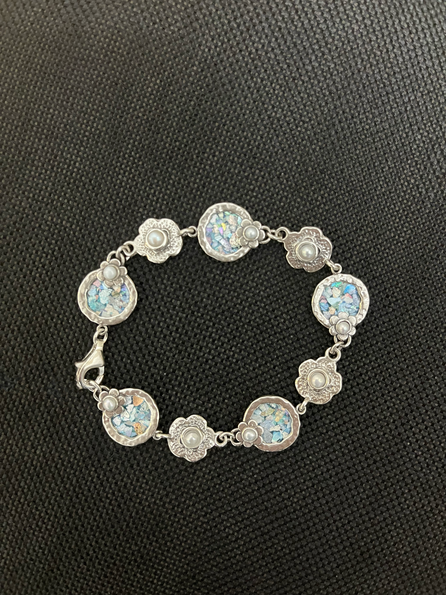 Silver Roman Glass Bracelet