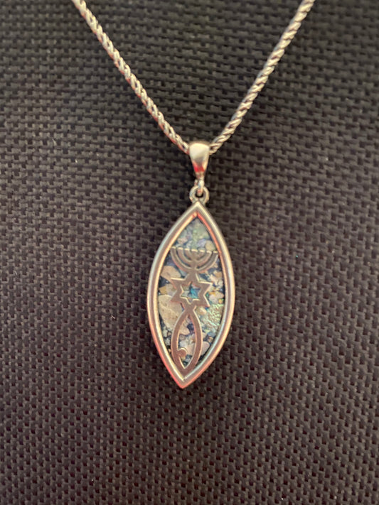 Silver Roman Glass Necklace SRGN0001