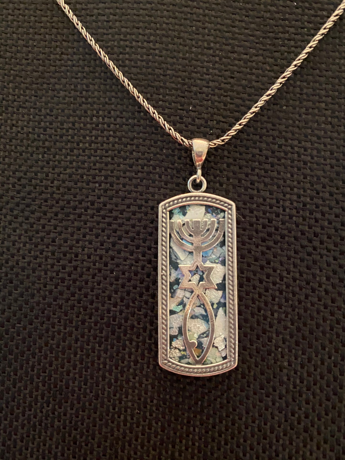 Silver Roman Glass Necklace SRGN0005