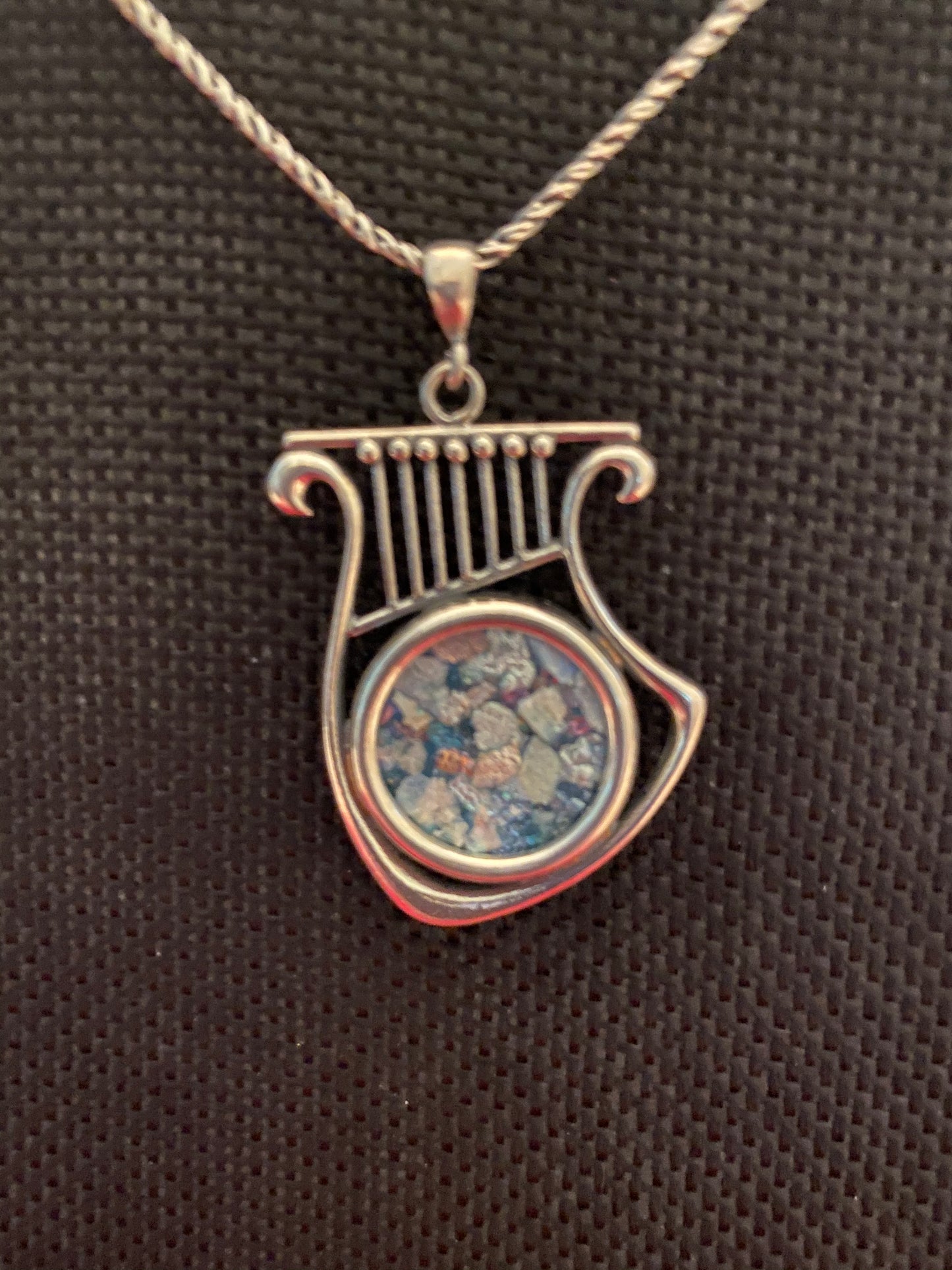 Silver Roman Glass Necklace SRGN0009