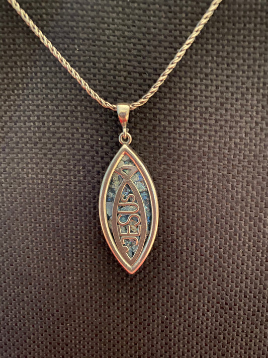 Silver Roman Glass Necklace SRGN0013