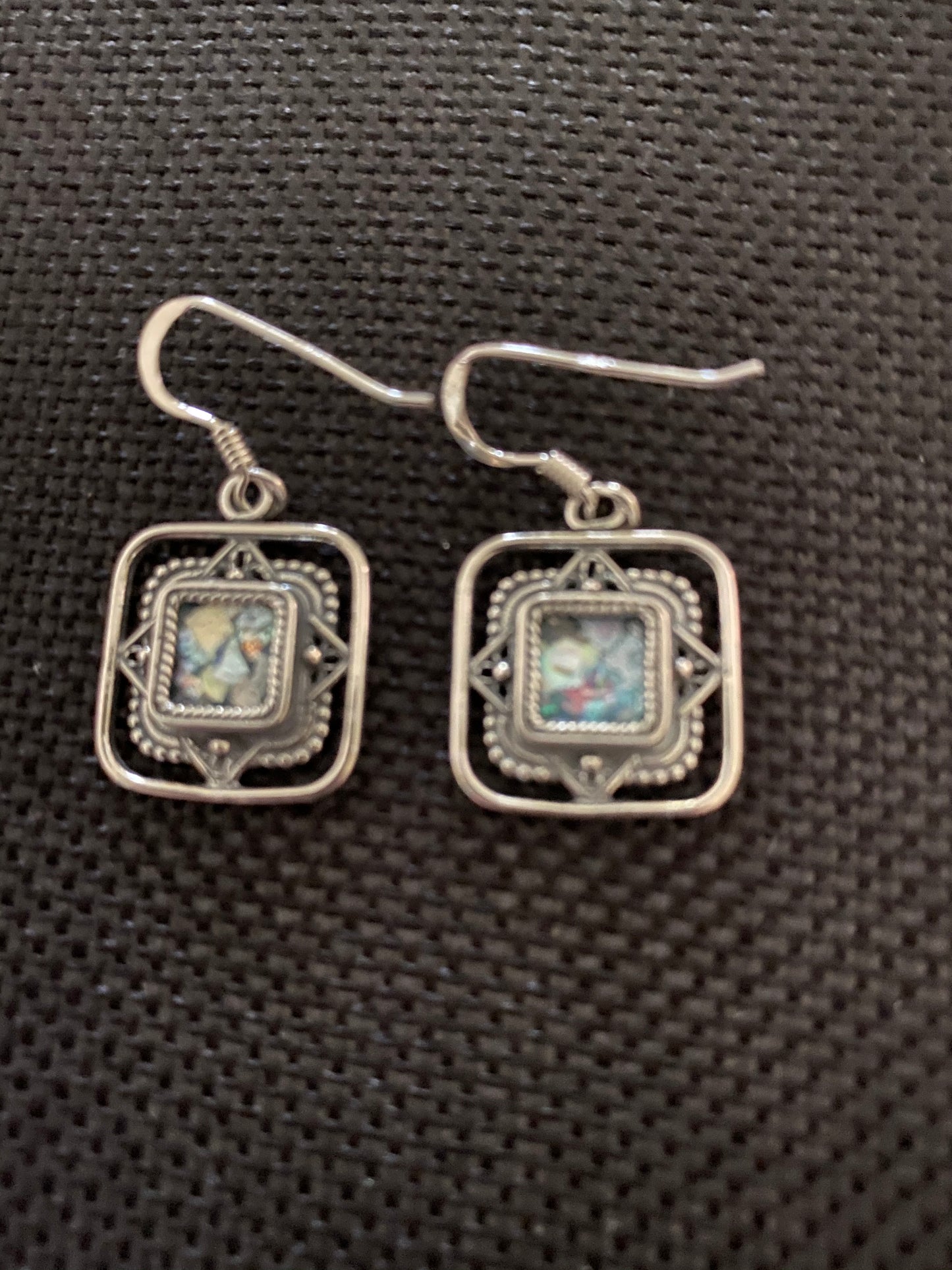 Silver Roman Glass Earrings SRGE0008