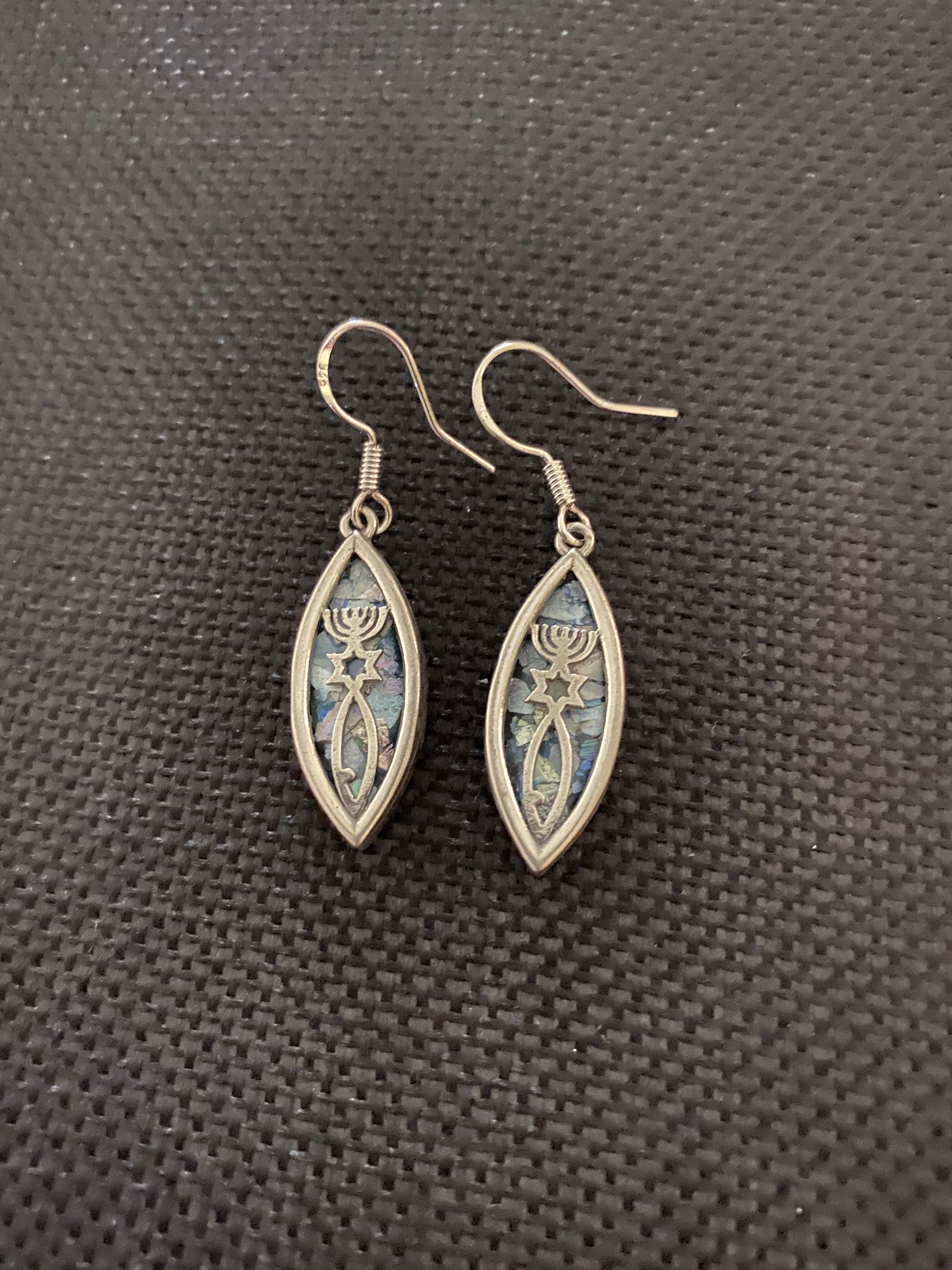 Silver Roman Glass Earrings SRGE0009