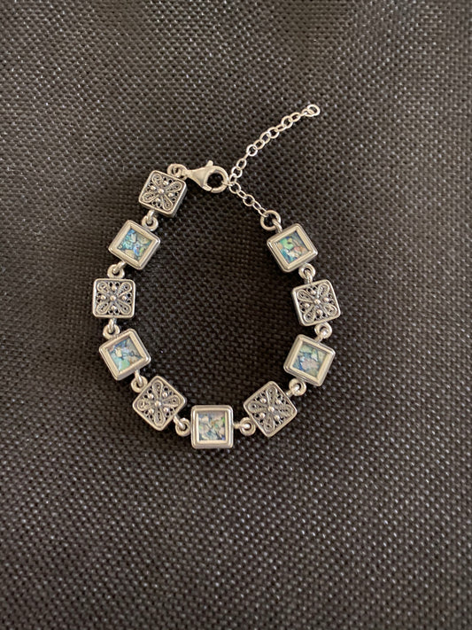 Silver Roman Glass Bracelet SRGB0002